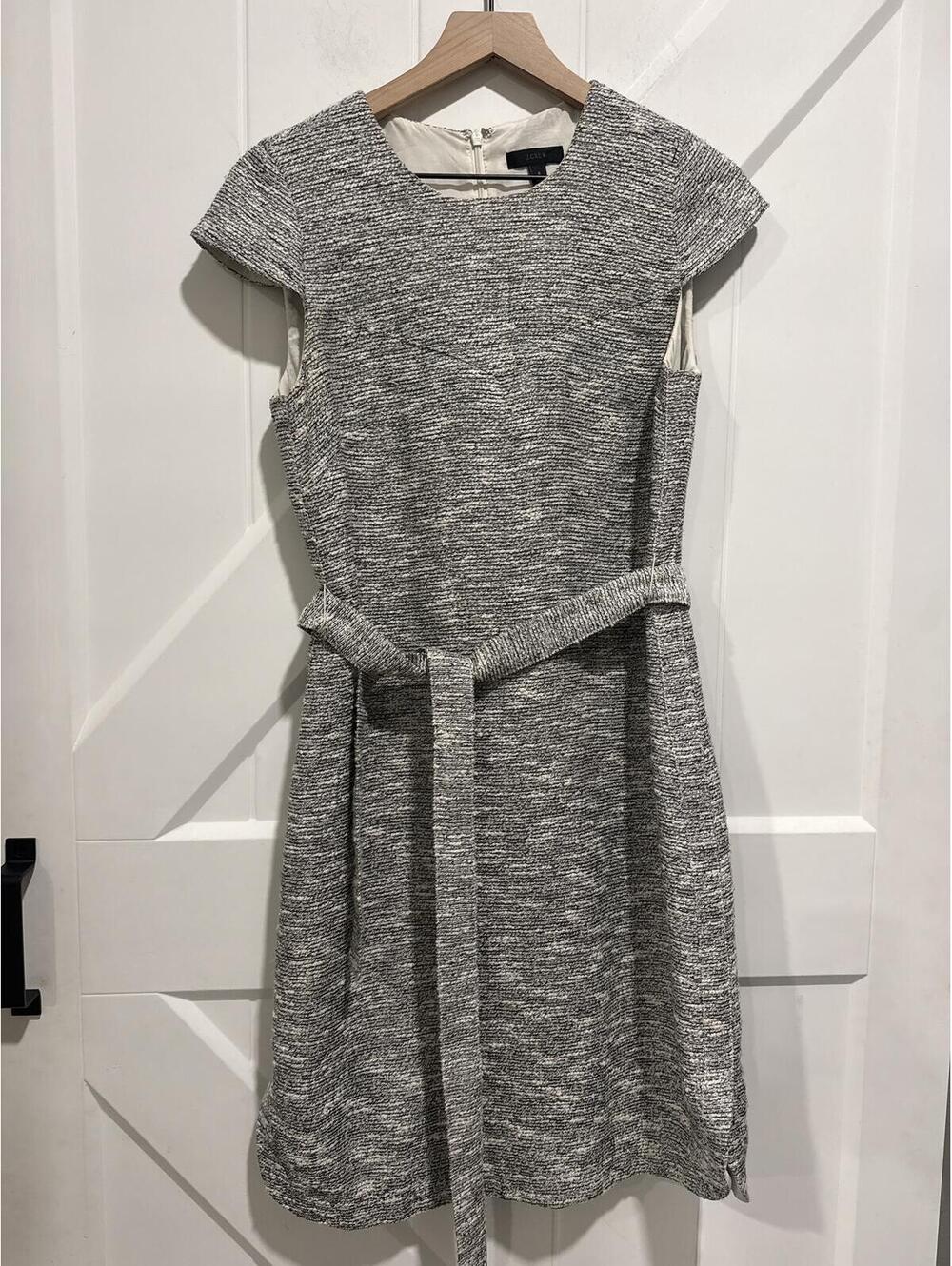 J.Crew Women's Textured Gray Belted Dress Size 6
